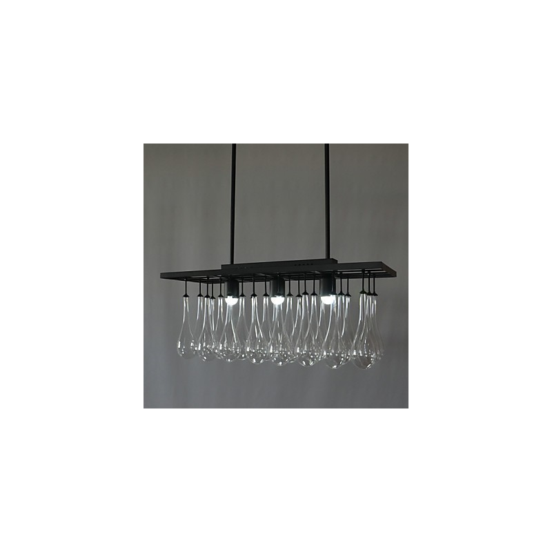 Lampadario moderno contemporaneo in metallo nero e cristallo, 2 livelli, LED integrato
