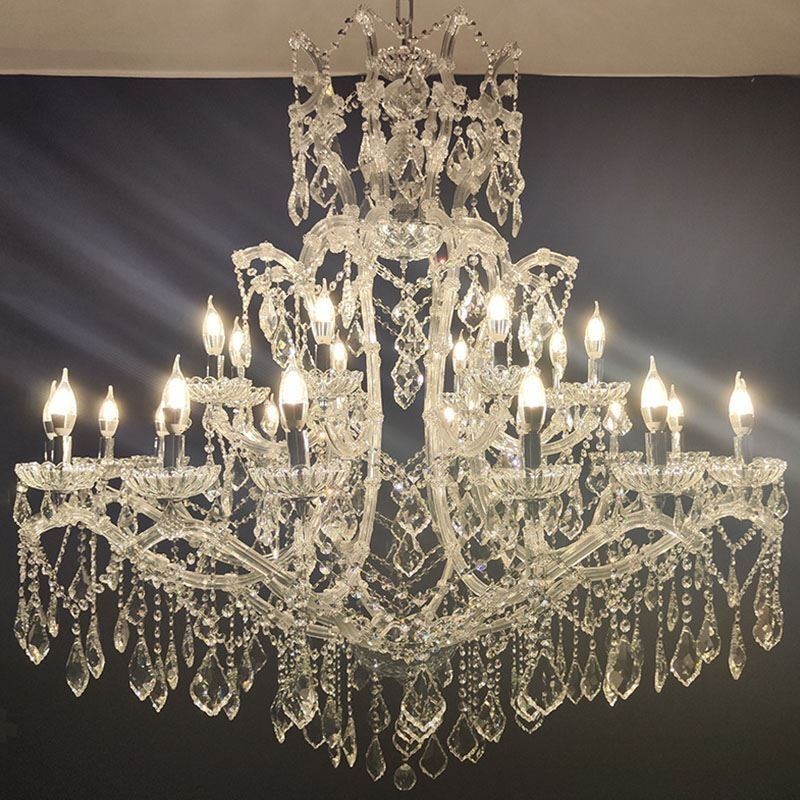 Lampadario europeo in cristallo, plafoniera decorativa 24 luci
