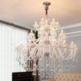 Lampadario in cristallo europeo a 32 luci, lampada da soffitto decorativa di lusso