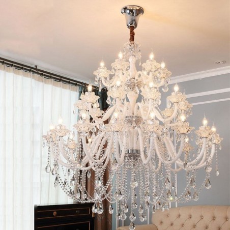 Lampadario in cristallo europeo a 32 luci, lampada da soffitto decorativa di lusso