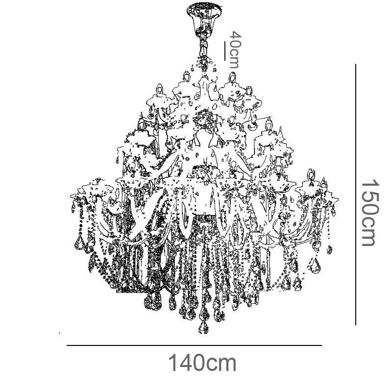 Lampadario in cristallo europeo a 32 luci, lampada da soffitto decorativa di lusso