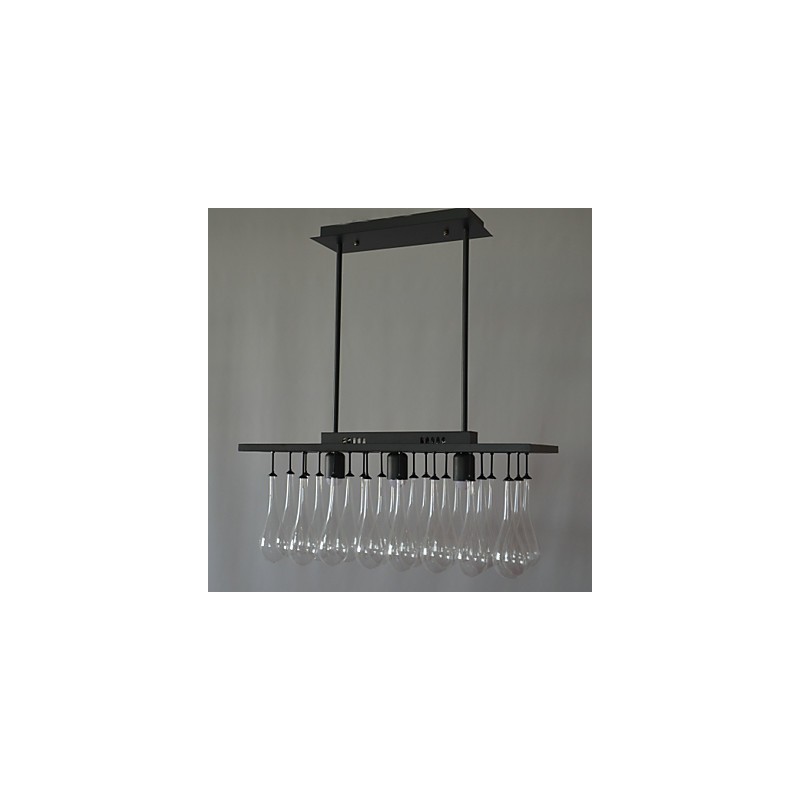 Lampadario moderno contemporaneo in metallo nero e cristallo, 2 livelli, LED integrato