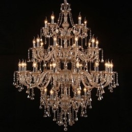 Lampadario in cristallo color cognac con 35 luci