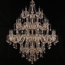 Lampadario in cristallo color cognac con 35 luci