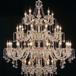 Lampadario in cristallo color cognac con 35 luci