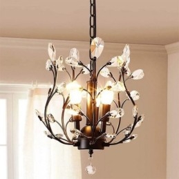 Lampadario retrò nero in cristallo