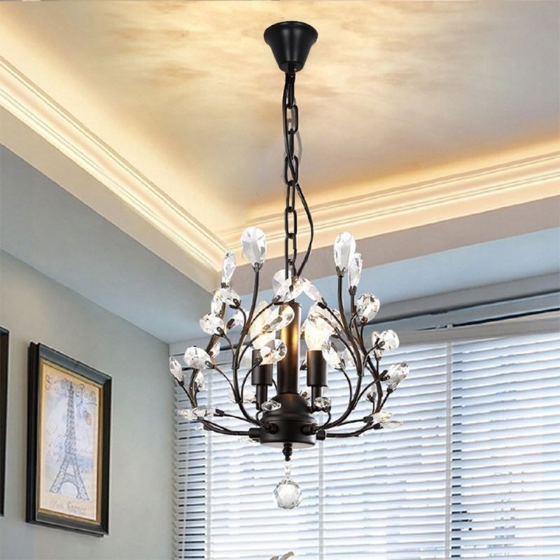Lampadario retrò nero in cristallo