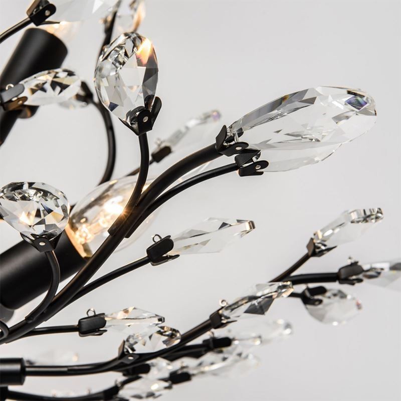 Lampadario retrò nero in cristallo
