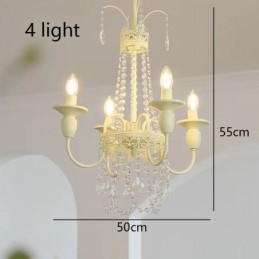 Lampadario in cristallo moderno, vernice a forno, luce da soffitto color crema