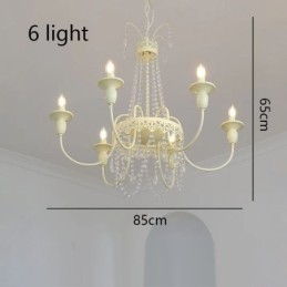 Lampadario in cristallo moderno, vernice a forno, luce da soffitto color crema