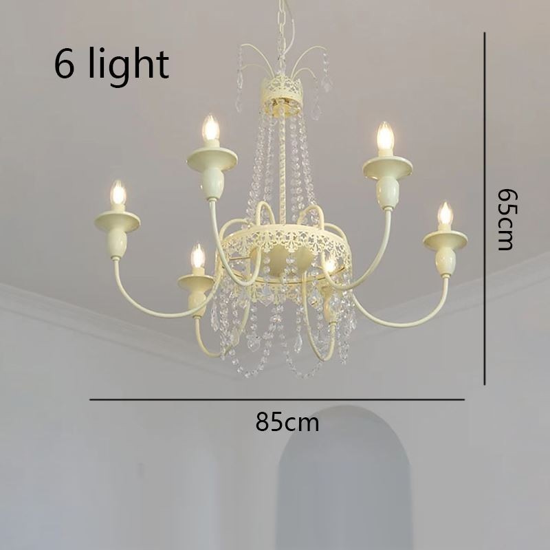 Lampadario in cristallo moderno, vernice a forno, luce da soffitto color crema