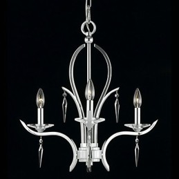 Lampadario in cristallo 3 luci stile candela argento