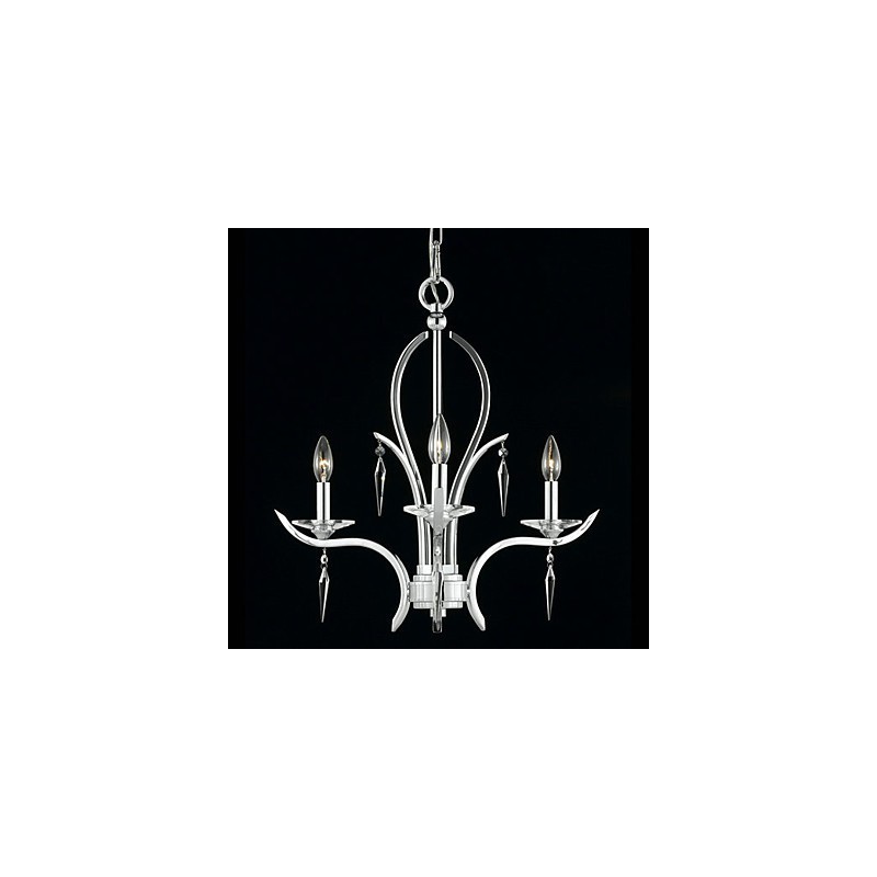 Lampadario in cristallo 3 luci stile candela argento