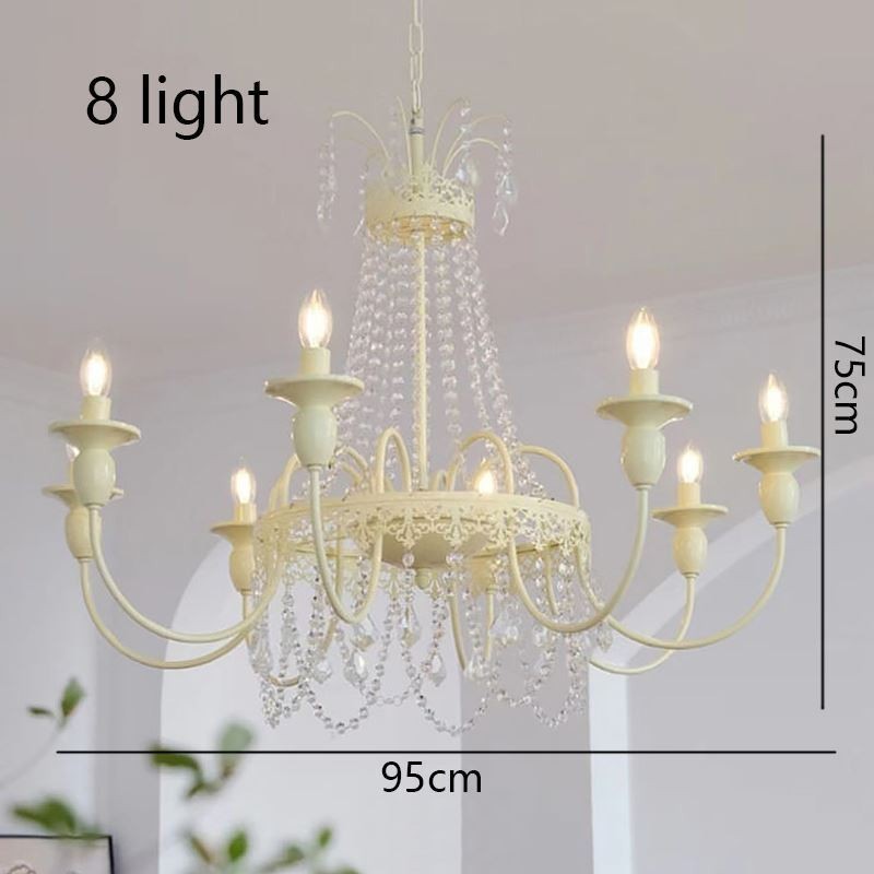 Lampadario in cristallo moderno, vernice a forno, luce da soffitto color crema