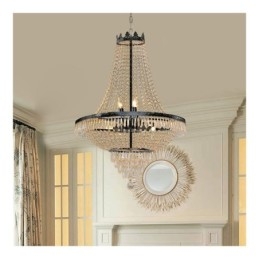 Lampadario a sospensione classico in cristallo stile impero nero 9 luci
