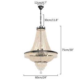 Lampadario a sospensione classico in cristallo stile impero nero 9 luci