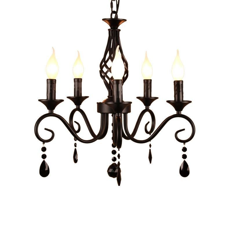 Lampadario rustico in ferro battuto 5 luci E12/E14