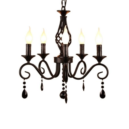 Lampadario rustico in ferro battuto 5 luci E12/E14