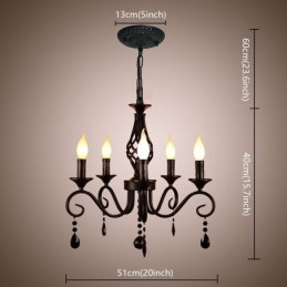Lampadario rustico in ferro battuto 5 luci E12/E14