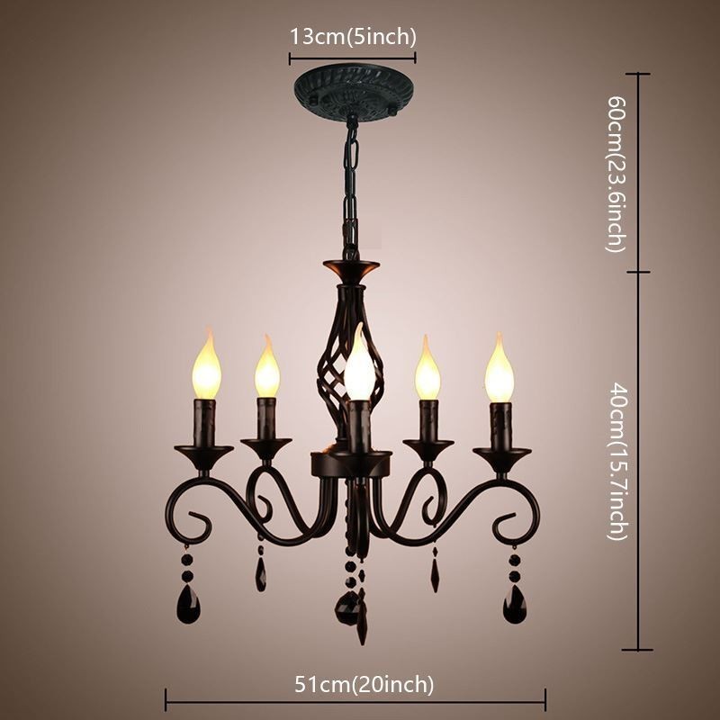 Lampadario rustico in ferro battuto 5 luci E12/E14