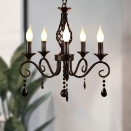Lampadario rustico in ferro battuto 5 luci E12/E14