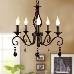 Lampadario rustico in ferro battuto 5 luci E12/E14