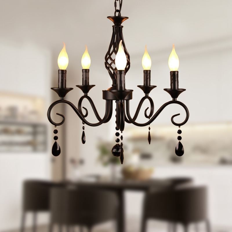 Lampadario rustico in ferro battuto 5 luci E12/E14