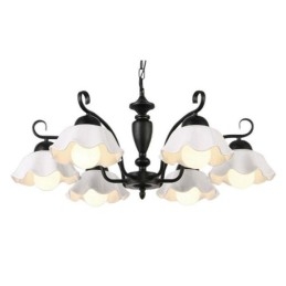 Lampadario a sospensione nordico in ferro e vetro a forma di fiore 3 luci E26/E27 55 x 30 cm