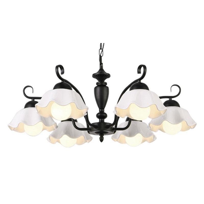 Lampadario a sospensione nordico in ferro e vetro a forma di fiore 3 luci E26/E27 55 x 30 cm