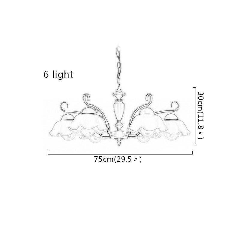 Lampadario a sospensione nordico in ferro e vetro a forma di fiore 3 luci E26/E27 55 x 30 cm