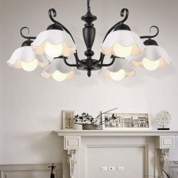 Lampadario a sospensione nordico in ferro e vetro a forma di fiore 3 luci E26/E27 55 x 30 cm