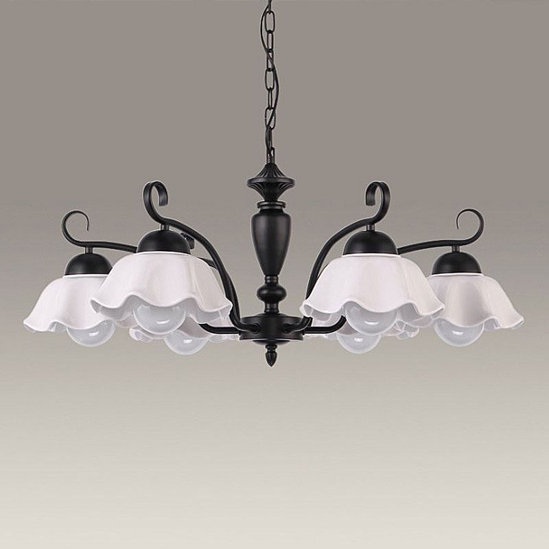 Lampadario a sospensione nordico in ferro e vetro a forma di fiore 3 luci E26/E27 55 x 30 cm
