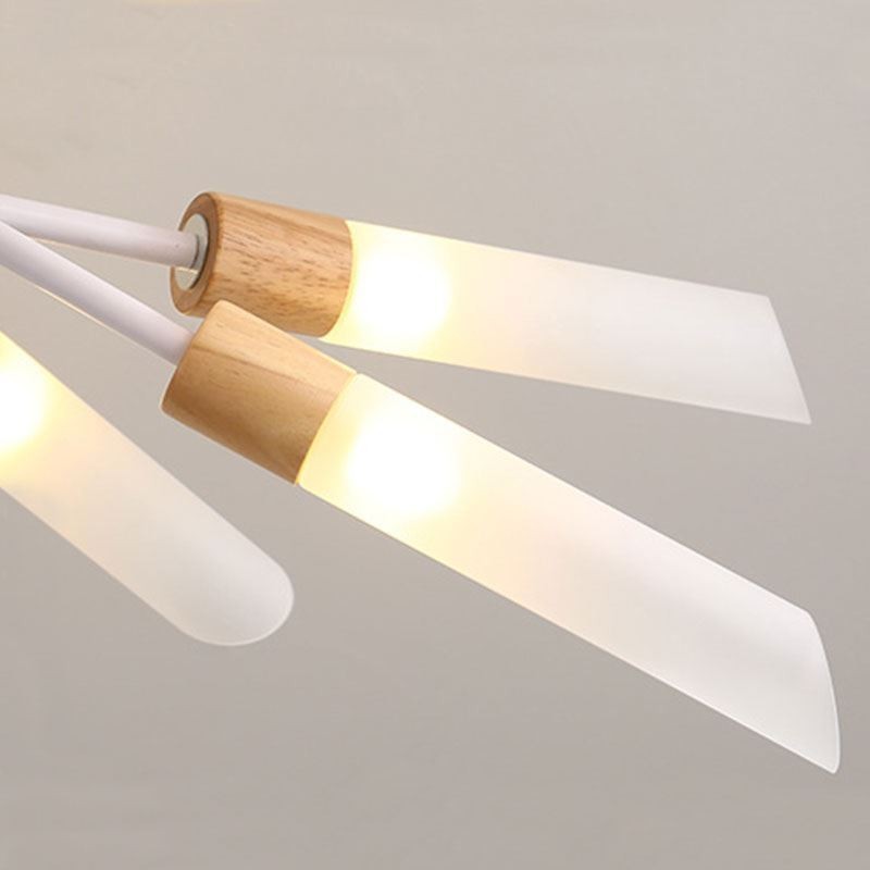 Lampada a sospensione nordica in legno massello, 9/18/24 luci, paralumi in vetro