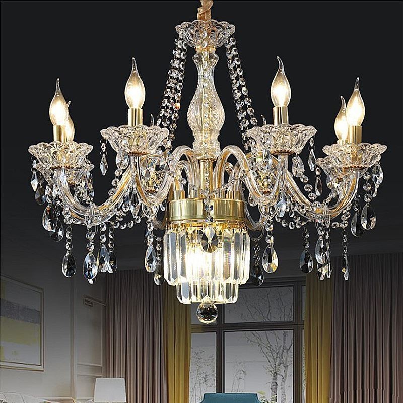 Grande lampadario di cristallo classico europeo