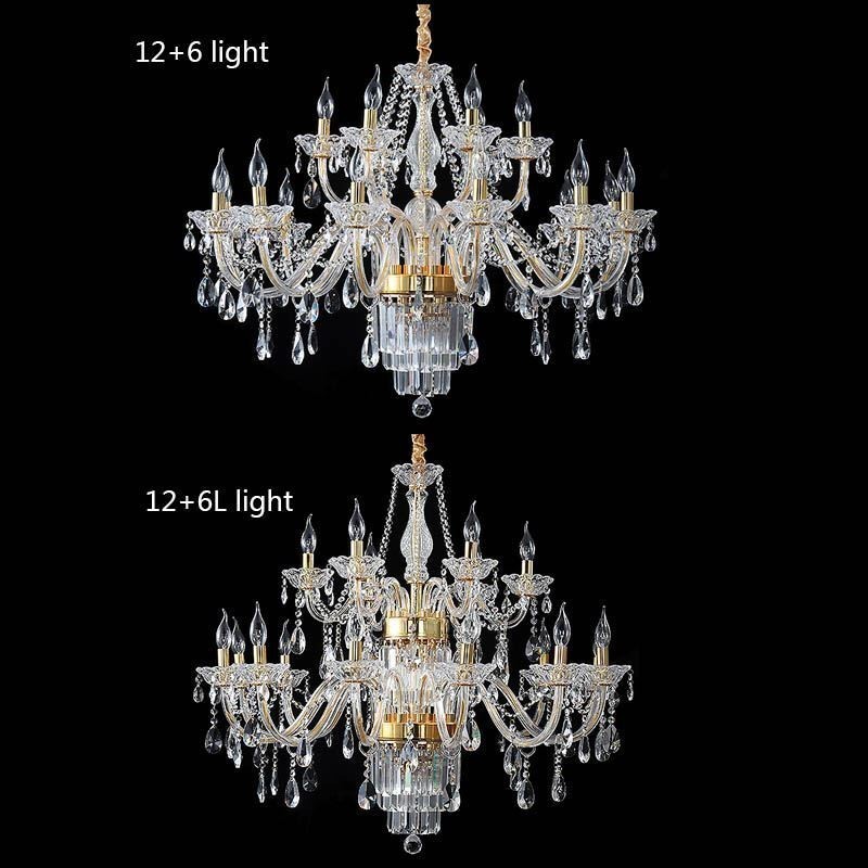 Grande lampadario di cristallo classico europeo