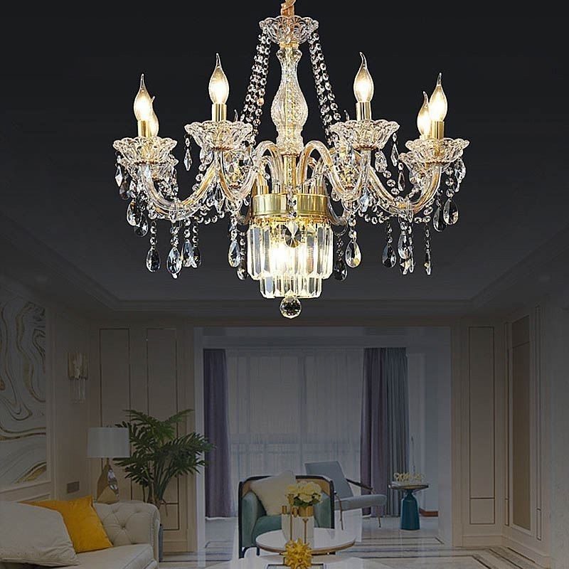 Grande lampadario di cristallo classico europeo