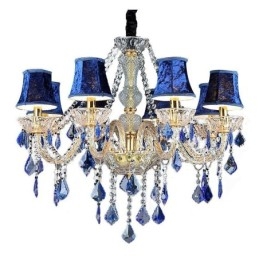 Lampadario a sospensione in cristallo europeo blu