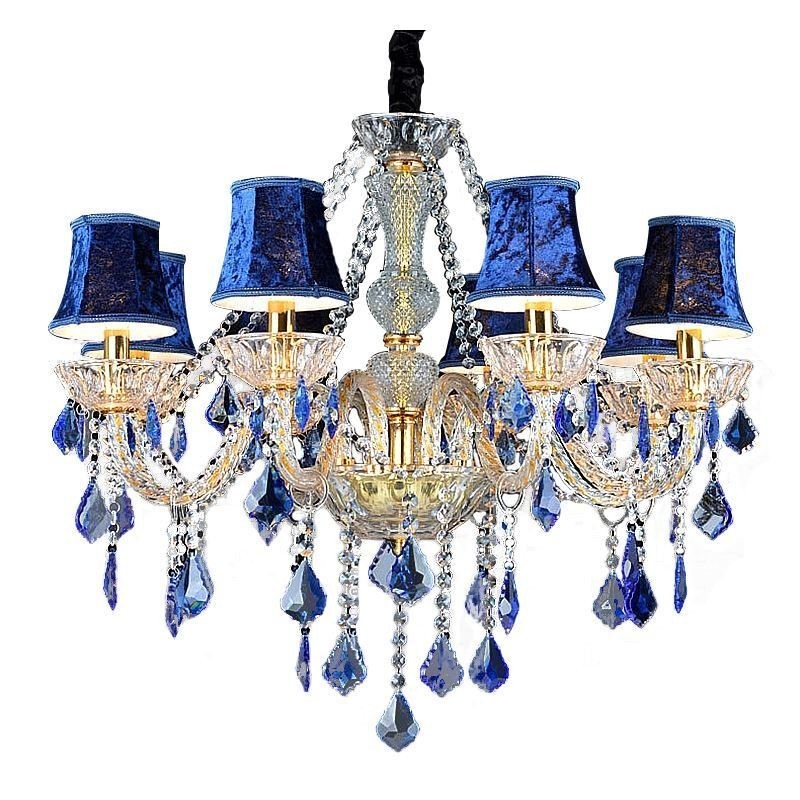 Lampadario a sospensione in cristallo europeo blu