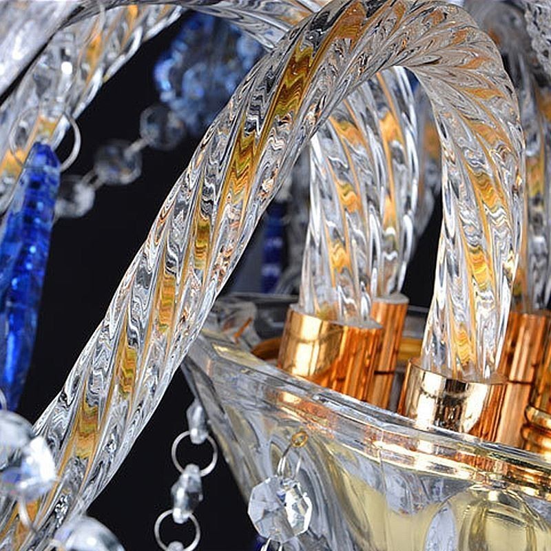 Lampadario a sospensione in cristallo europeo blu