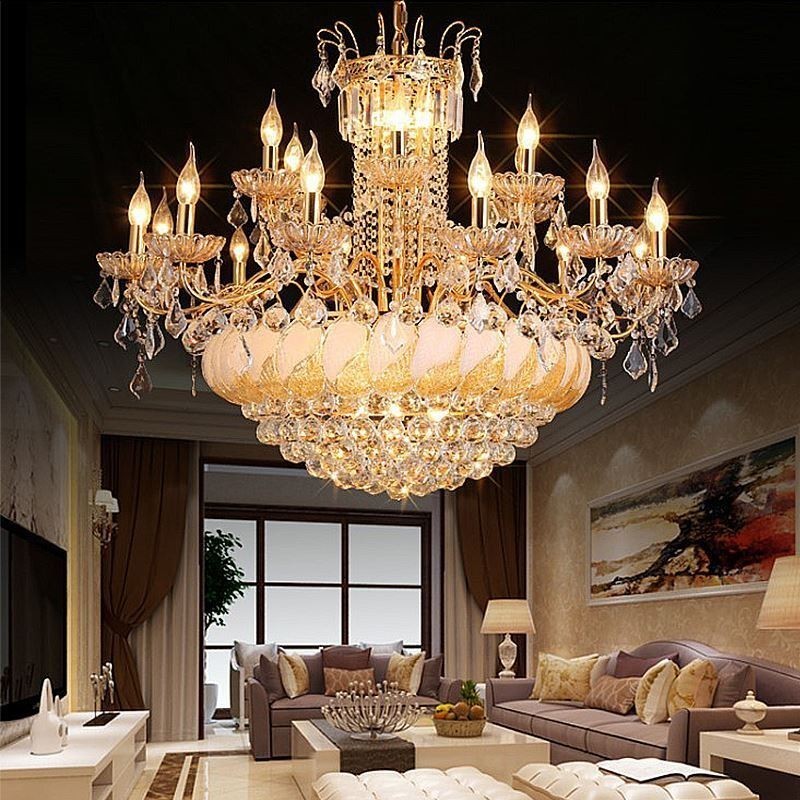Lampadario in cristallo di lusso oro stile europeo