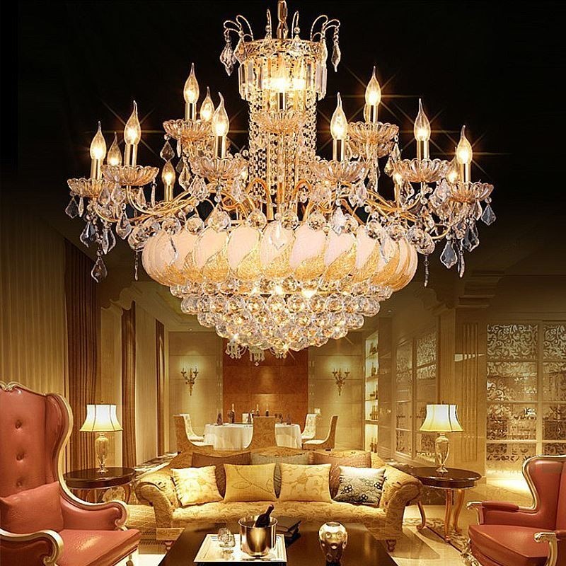 Lampadario in cristallo di lusso oro stile europeo