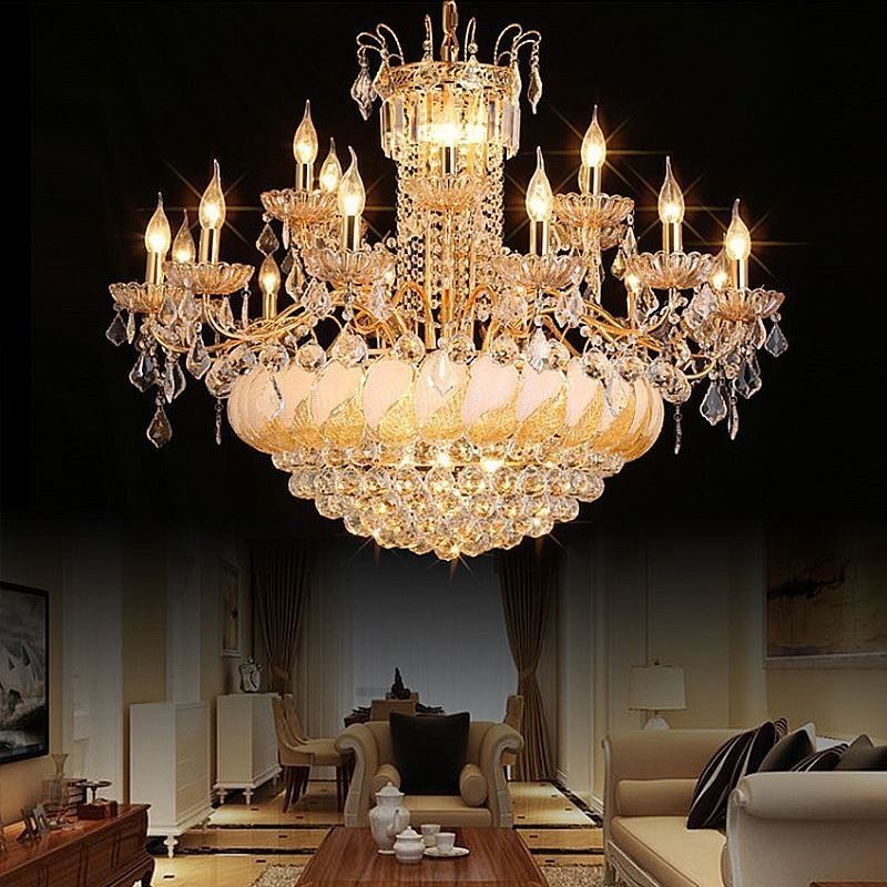 Lampadario in cristallo di lusso oro stile europeo