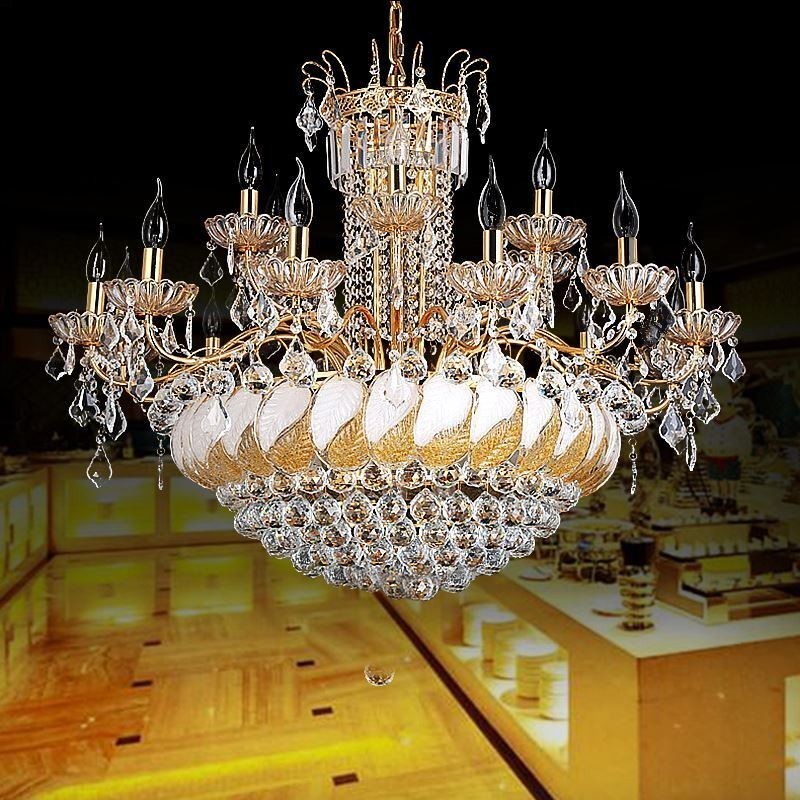 Lampadario in cristallo di lusso oro stile europeo