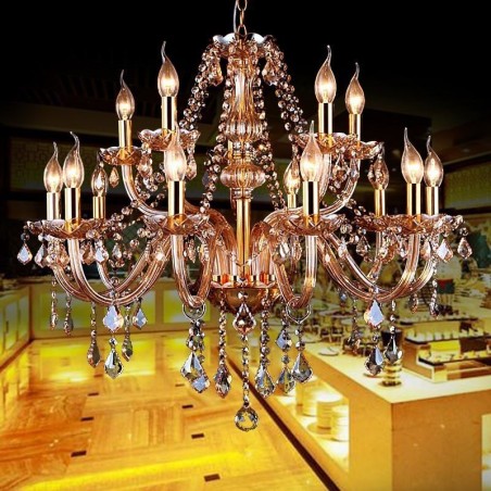 Lampadario in cristallo europeo ambra grande