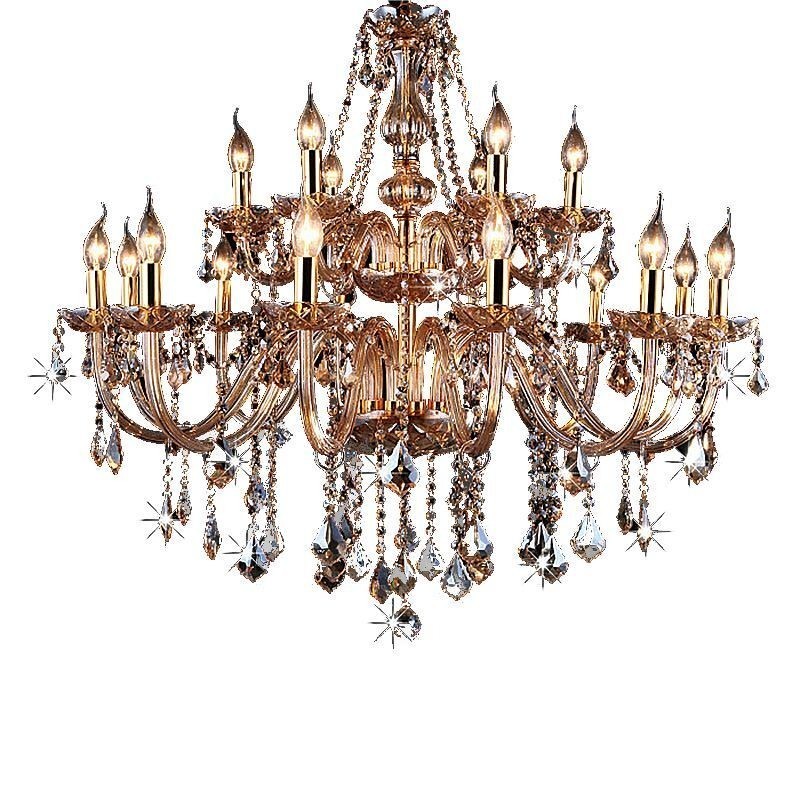 Lampadario in cristallo europeo ambra grande