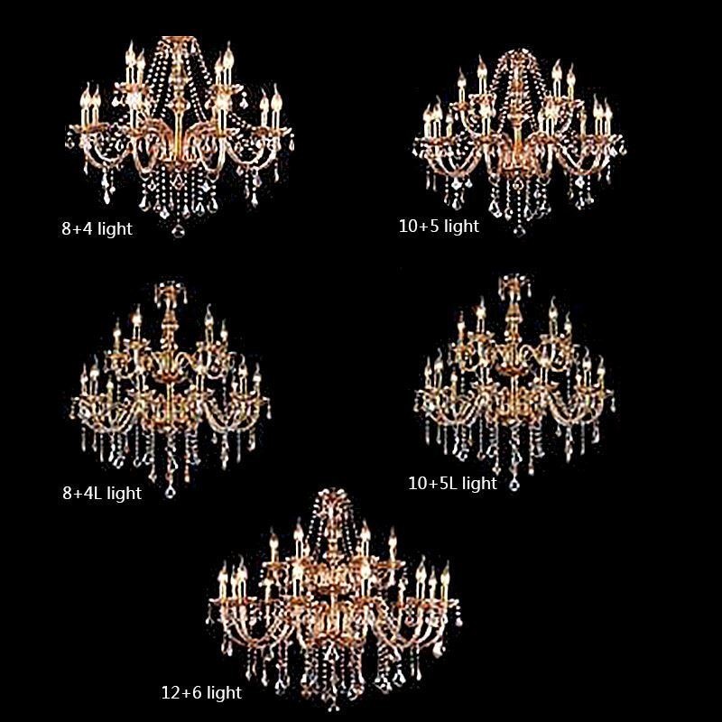 Lampadario in cristallo europeo ambra grande