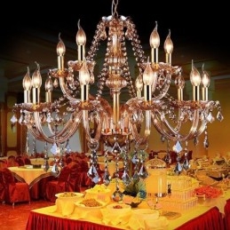 Lampadario in cristallo europeo ambra grande