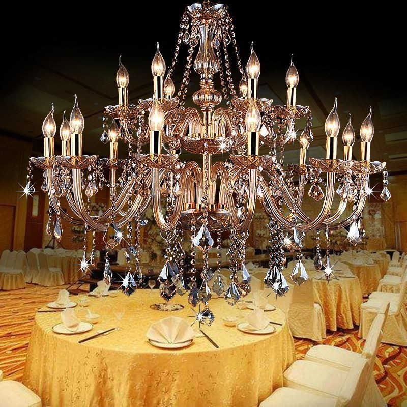 Lampadario in cristallo europeo ambra grande