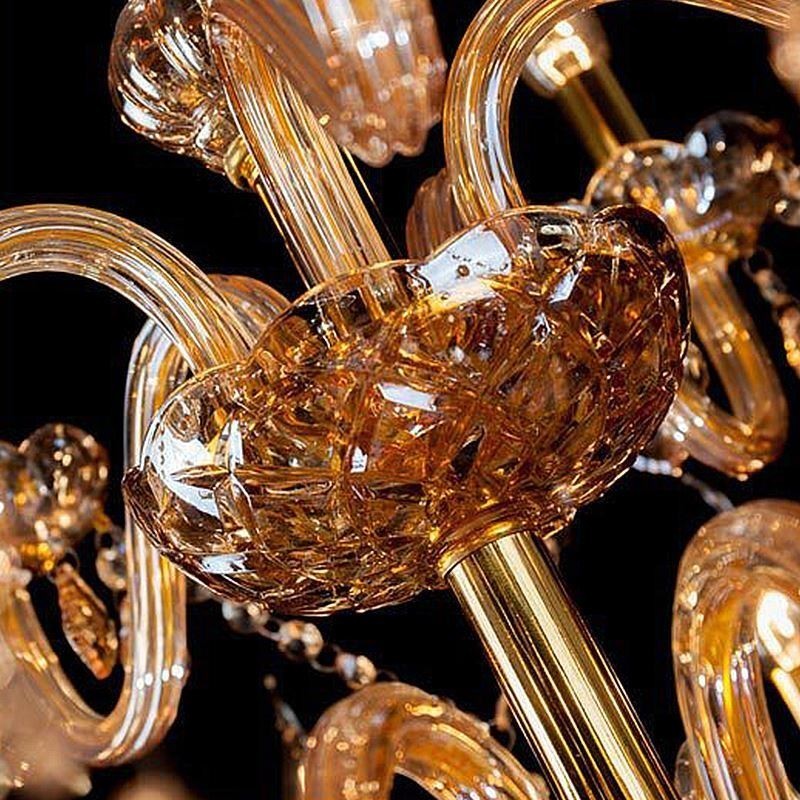 Lampadario in cristallo europeo ambra grande