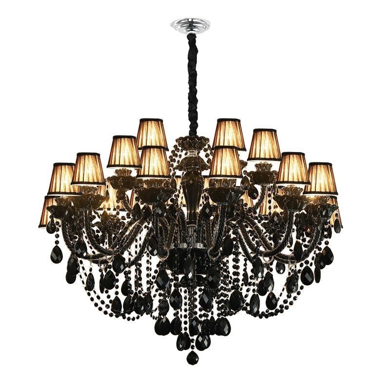 Lampadario in cristallo stile europeo, luce pendente nera